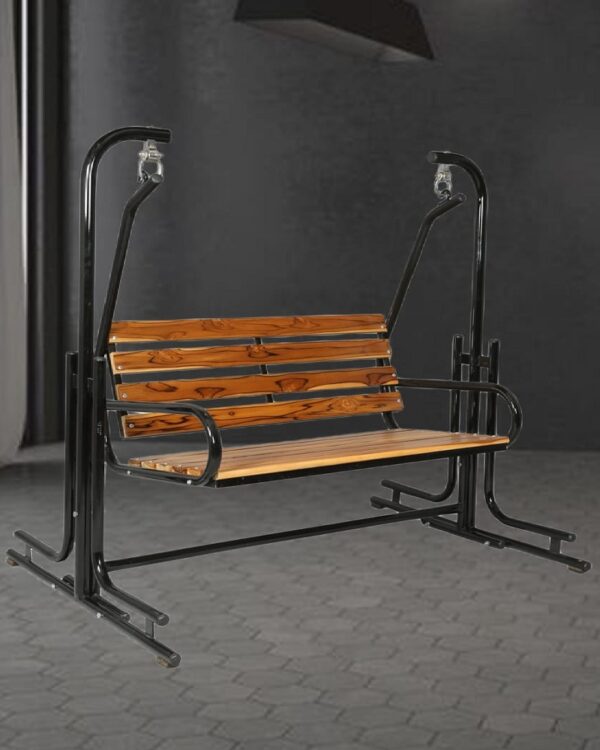 Corey Teak Wood Seat – Black - Image 2